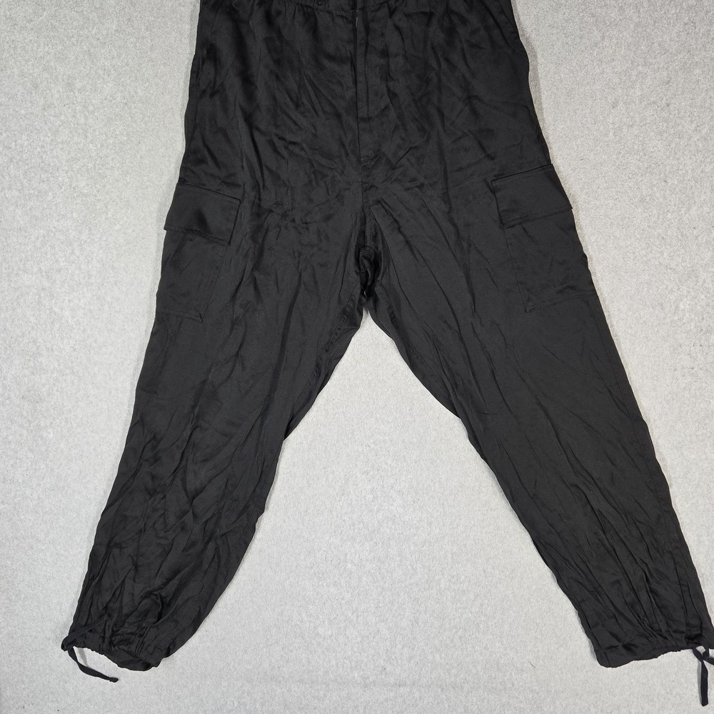 PINK Victoria's Secret Women Pants L Black Cargo 30" Inseam Baggy